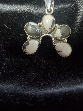 "White Buffalo Turquoise" Teardrop/Pendant & 925 Sterling Silver Inlay/Bezel